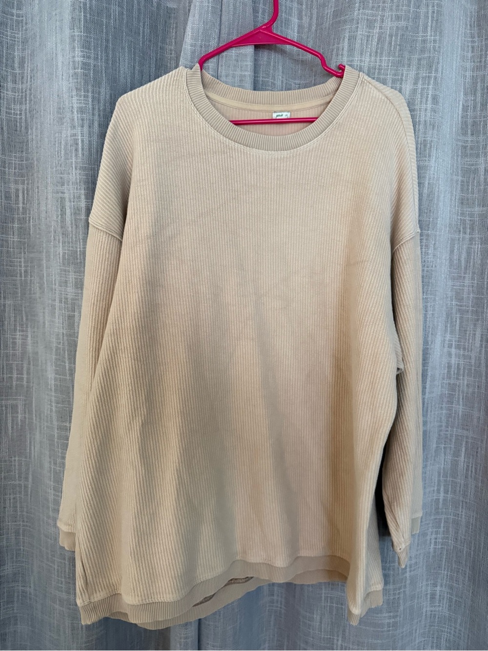 aerie Ribbed Crewneck Sweatshirt in Light Beige